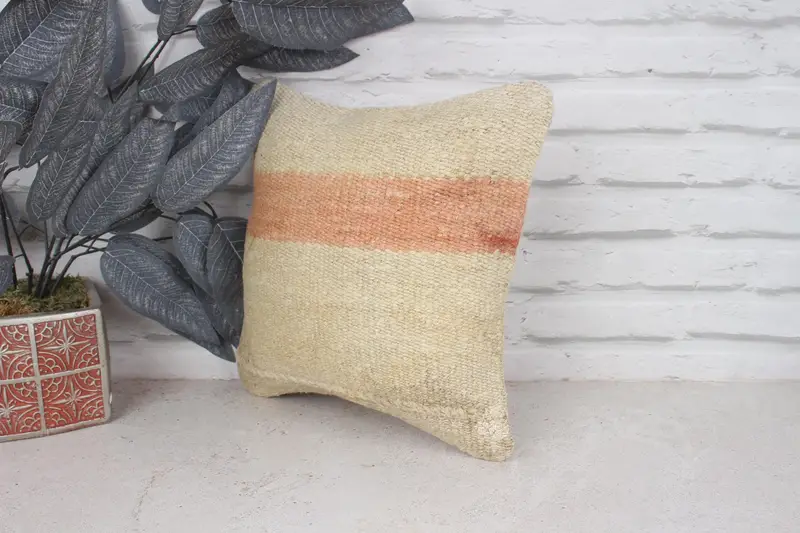 Garden Cushion, 12x12 White Pillow Cover, Pillow, Pattern Throw Pillow, Ethnical Kilim Rug Pillow, Throw Kilim Pillow, Kilim Pillow Cover - 4