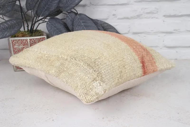 Garden Cushion, 12x12 White Pillow Cover, Pillow, Pattern Throw Pillow, Ethnical Kilim Rug Pillow, Throw Kilim Pillow, Kilim Pillow Cover - 6