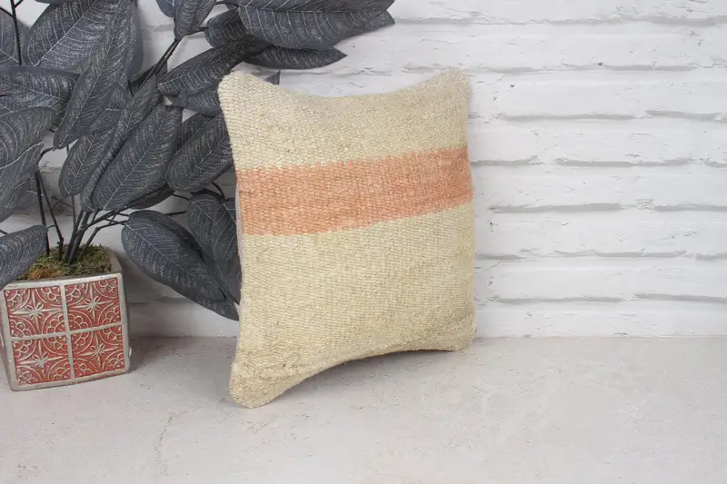 Garden Cushion, 12x12 White Pillow Cover, Pillow, Pattern Throw Pillow, Ethnical Kilim Rug Pillow, Throw Kilim Pillow, Kilim Pillow Cover - 3