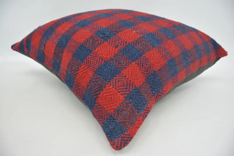 Yastık, antika yastık, sandalye yastığı, vintage Kilim atma yastığı, Kilim yastığı, perişan şık yastık kılıfı, 20x20 kırmızı yastık örtüsü - 6