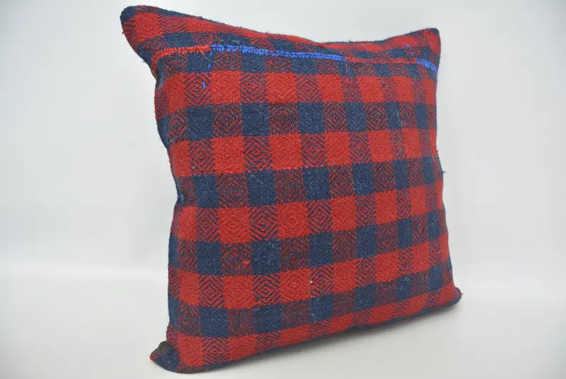 Yastık, antika yastık, sandalye yastığı, vintage Kilim atma yastığı, Kilim yastığı, perişan şık yastık kılıfı, 20x20 kırmızı yastık örtüsü - 3