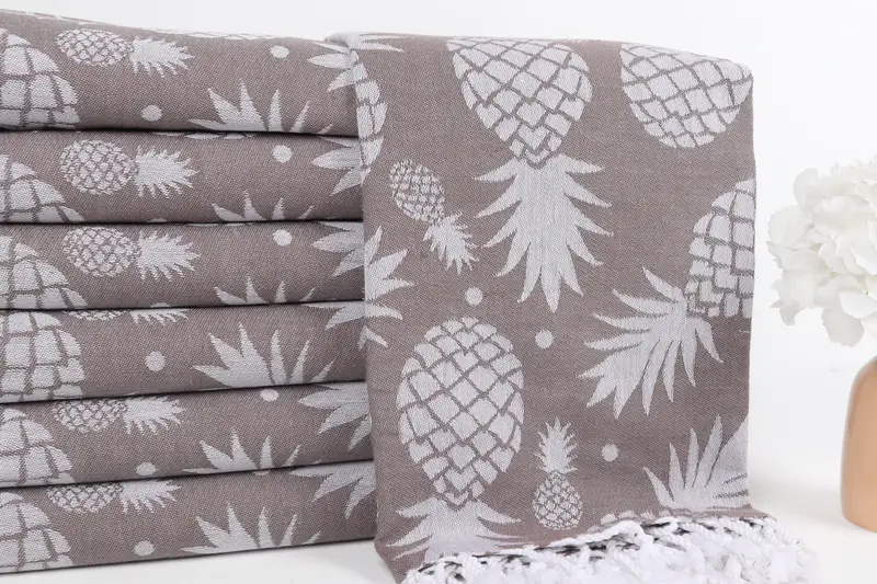 Organic Cotton Towel, Personalized Turkish Towel, Gym Towel, House Warming Gift, 70x36 Cotton Pineapple Design Towel, Summer Gift, Lightweight towel - 3
