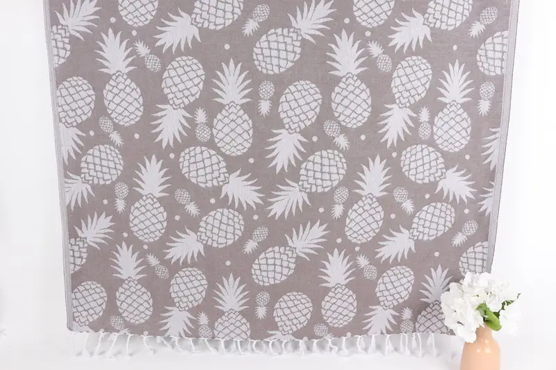 Organic Cotton Towel, Personalized Turkish Towel, Gym Towel, House Warming Gift, 70x36 Cotton Pineapple Design Towel, Summer Gift, Lightweight towel - 1