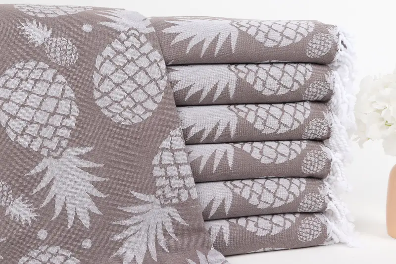 Organic Cotton Towel, Personalized Turkish Towel, Gym Towel, House Warming Gift, 70x36 Cotton Pineapple Design Towel, Summer Gift, Lightweight towel - 2