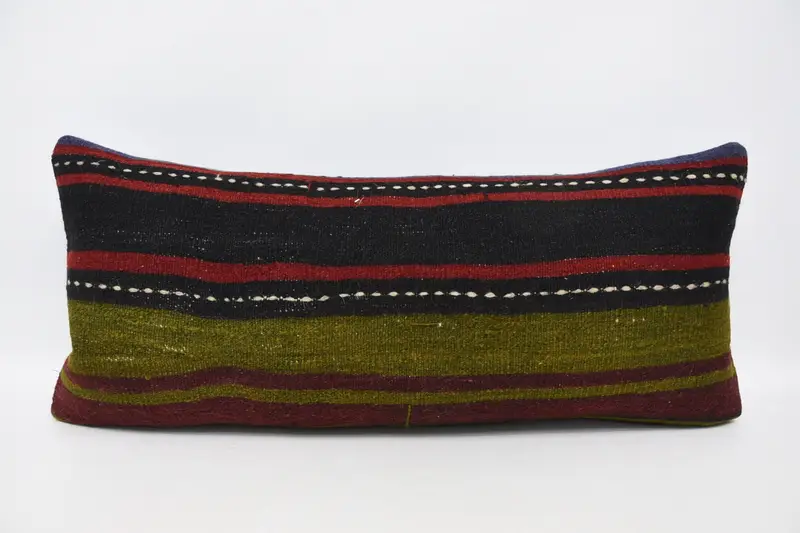 Pillow, 16x36 Green Cushion Case, Ikat Cushion, Kilim Pillow, Armchair Pillow Case, Vintage Kilim Throw Pillow, Gift Pillow, Ethnic Throw Pillow - 1