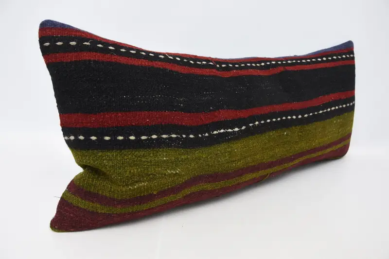 Pillow, 16x36 Green Cushion Case, Ikat Cushion, Kilim Pillow, Armchair Pillow Case, Vintage Kilim Throw Pillow, Gift Pillow, Ethnic Throw Pillow - 3