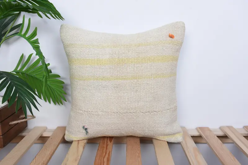 Tapestry Pillow Sham, Gift Pillow, Antique Pillows, Cushion, Kilim Cushion Sham, 16x16 Beige Cushion Cover, Outdoor Throw Pillow Sham - 1