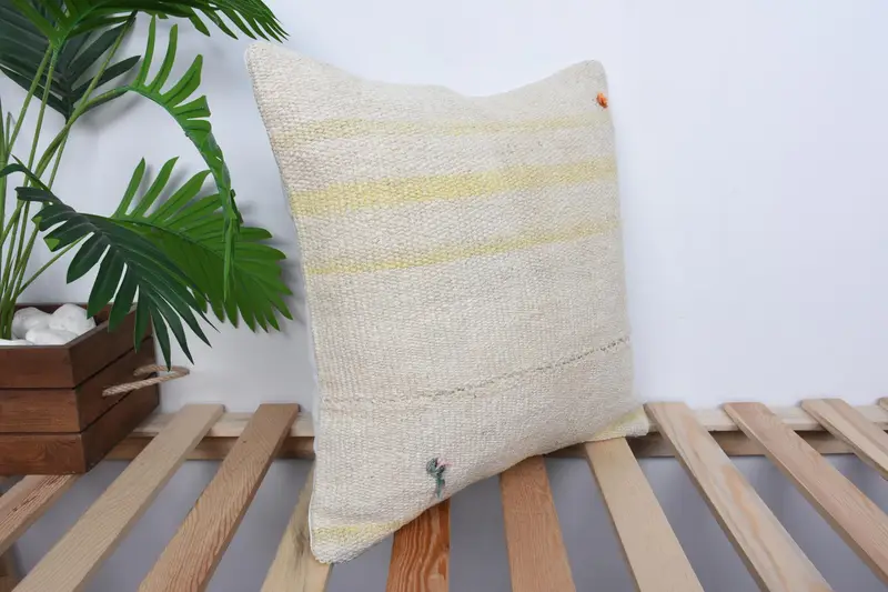 Tapestry Pillow Sham, Gift Pillow, Antique Pillows, Cushion, Kilim Cushion Sham, 16x16 Beige Cushion Cover, Outdoor Throw Pillow Sham - 4