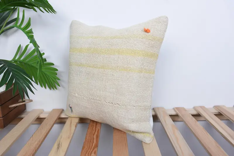 Tapestry Pillow Sham, Gift Pillow, Antique Pillows, Cushion, Kilim Cushion Sham, 16x16 Beige Cushion Cover, Outdoor Throw Pillow Sham - 5