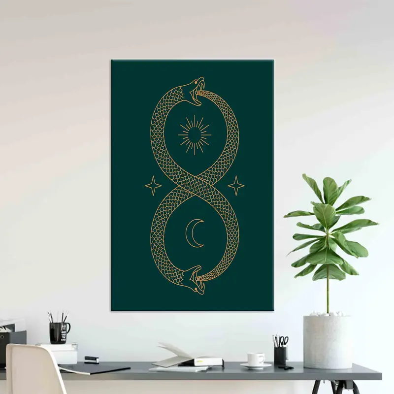 Infinity Twin Flame Snake Yin Yang Printed Canvas Art