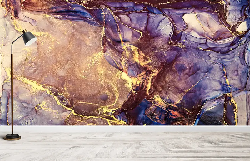 Purple And Gold Marble, 3d Wall Paper, Abstract Wall Paper, Modern Wall Paper, Custom Wall Paper, Marble Wallpaper, - 4