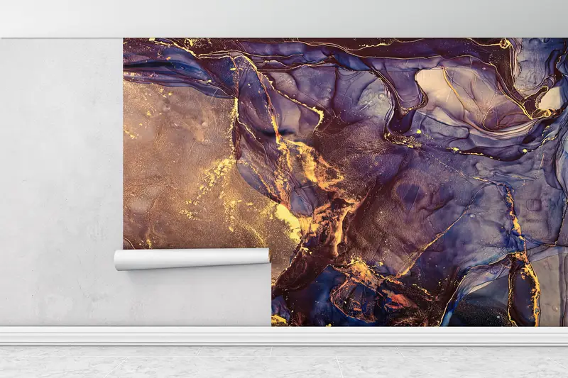 Purple And Gold Marble, 3d Wall Paper, Abstract Wall Paper, Modern Wall Paper, Custom Wall Paper, Marble Wallpaper, - 1
