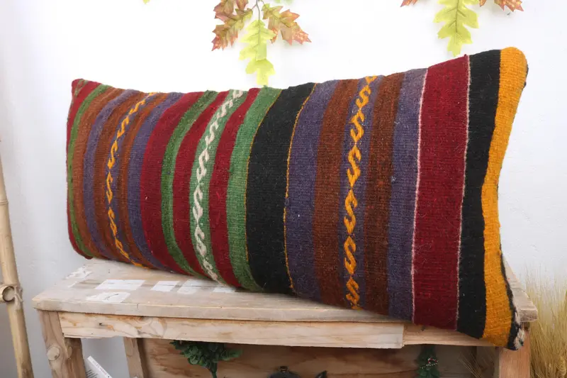 Antique Pillows, Kilim Cushion Sham, 16x36 Red Pillow Sham, Cushion Case, Home Decor Pillow, Designer Throw Cushion Cover, Authentic Pillow - 4