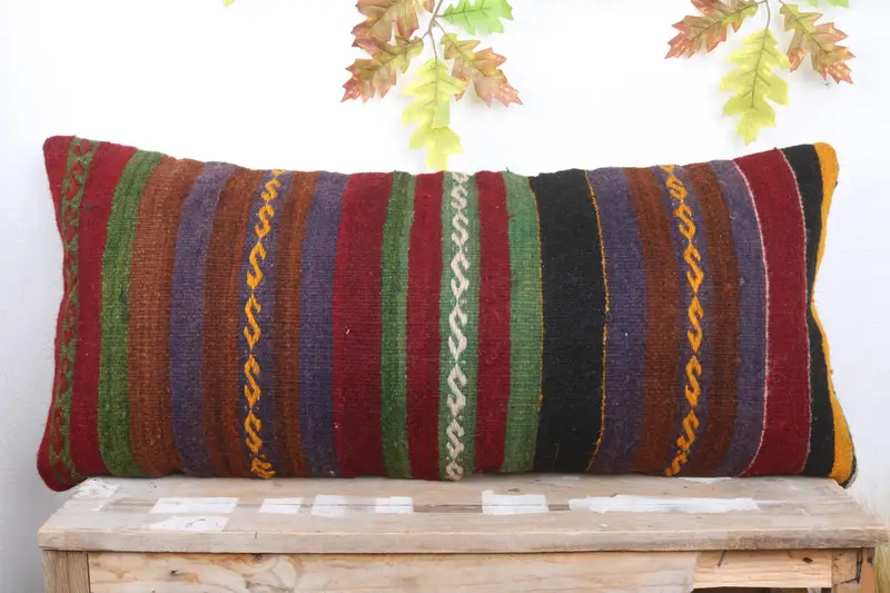 Antique Pillows, Kilim Cushion Sham, 16x36 Red Pillow Sham, Cushion Case, Home Decor Pillow, Designer Throw Cushion Cover, Authentic Pillow - 2