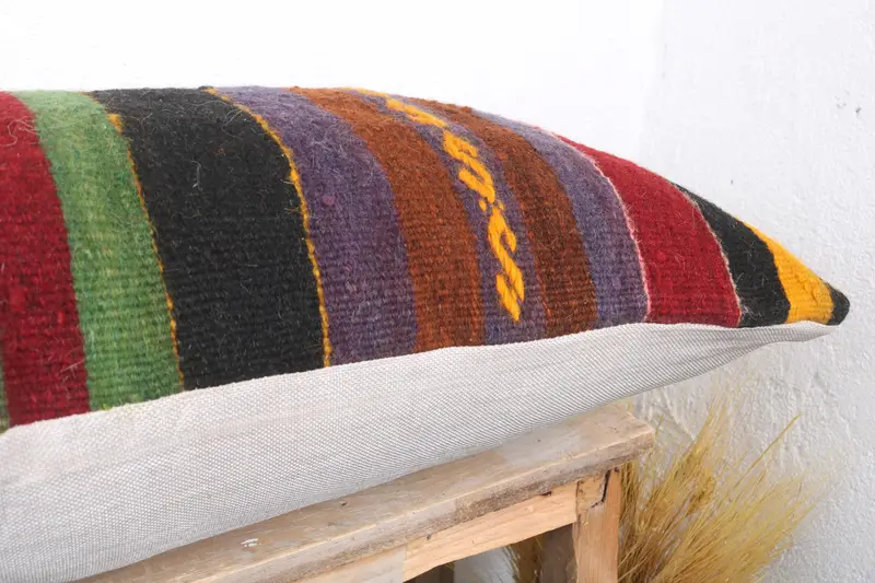 Antique Pillows, Kilim Cushion Sham, 16x36 Red Pillow Sham, Cushion Case, Home Decor Pillow, Designer Throw Cushion Cover, Authentic Pillow - 6