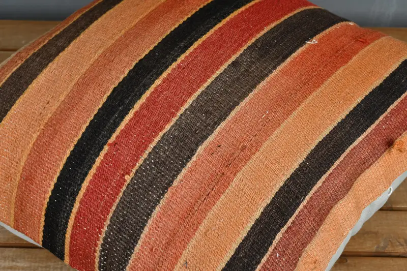 Boho Pillow, Cushion, Tribal Pillow Cover, Vintage Pillow, Handmade Kilim Cushion, 20x20 Orange Pillow, Pattern Throw Cushion, Aztec Cushion Cover - 3