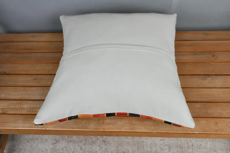 Boho Pillow, Cushion, Tribal Pillow Cover, Vintage Pillow, Handmade Kilim Cushion, 20x20 Orange Pillow, Pattern Throw Cushion, Aztec Cushion Cover - 5