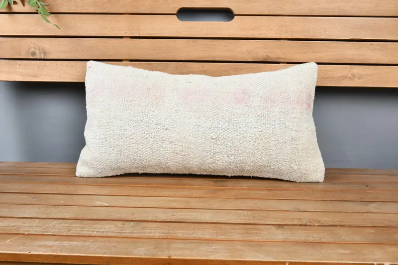 Kilim Pillow, 12x24 Beige Cushion, Boho Chic Pillow Case, Pillow Case, Gift Pillow, Bench Cushion Case, Boho Pillow - 6