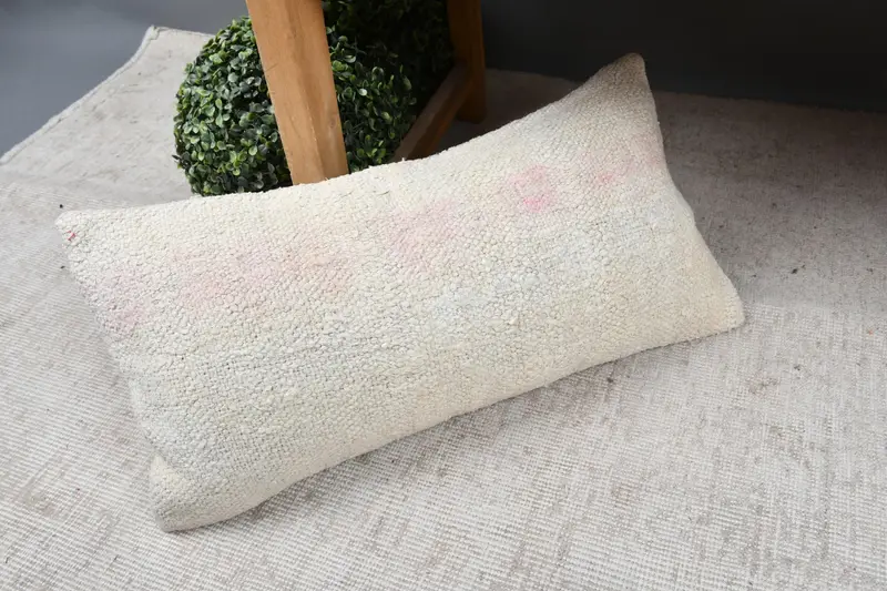 Kilim Pillow, 12x24 Beige Cushion, Boho Chic Pillow Case, Pillow Case, Gift Pillow, Bench Cushion Case, Boho Pillow - 7