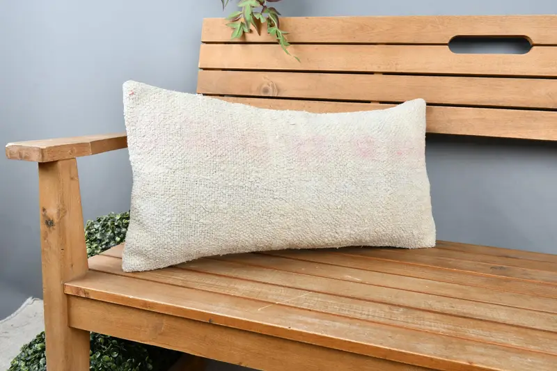 Kilim Pillow, 12x24 Beige Cushion, Boho Chic Pillow Case, Pillow Case, Gift Pillow, Bench Cushion Case, Boho Pillow - 1