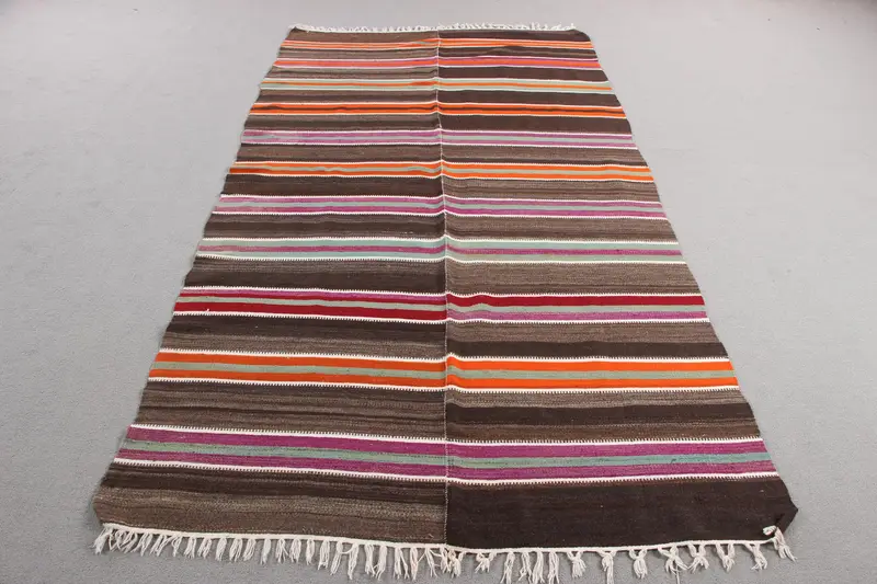 Zarif Fas Halısı, 4,8x8,9 ft Kahverengi ve Turuncu