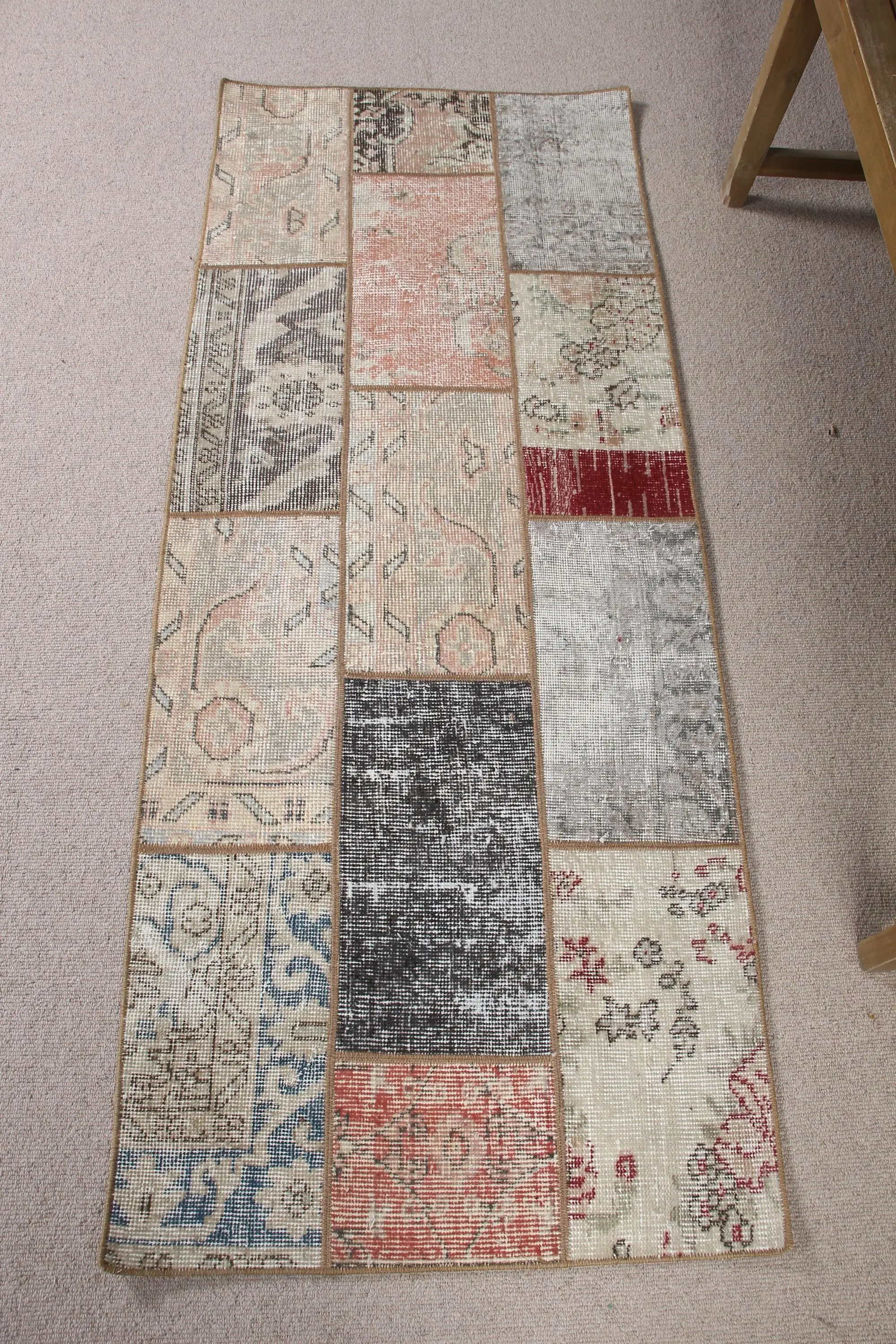Turkish 2.3x5.7 ft Small Rug, Vintage Rug, Brown Ikat Rug - 1