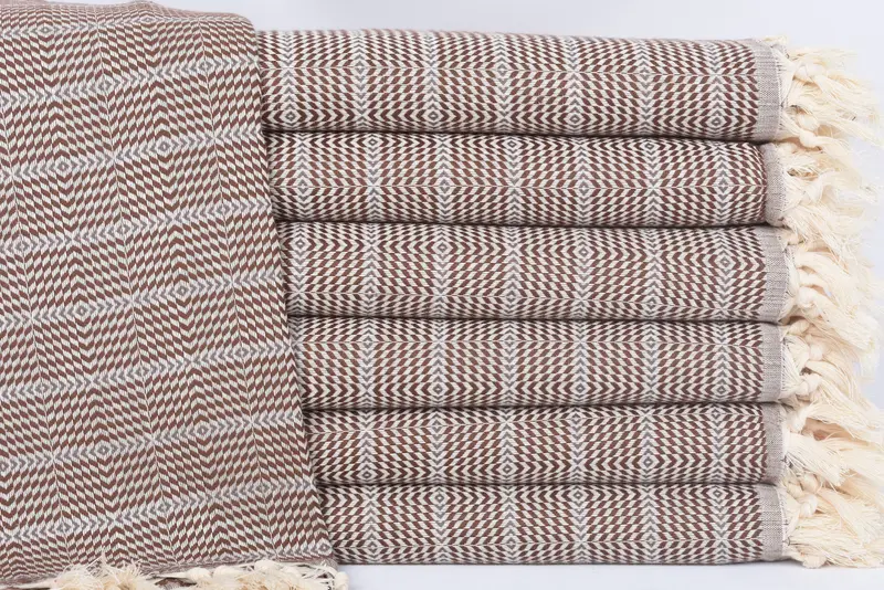 Bridal Shower Gift, Turkish Beach Towel, 70x40 Inches Brown-Smoke Stripe