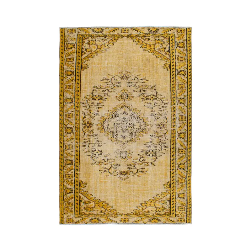 5.2x7.9 ft Vintage Halı, Oushak Halı, Sarı Güneybatı Halı Yünü - 1