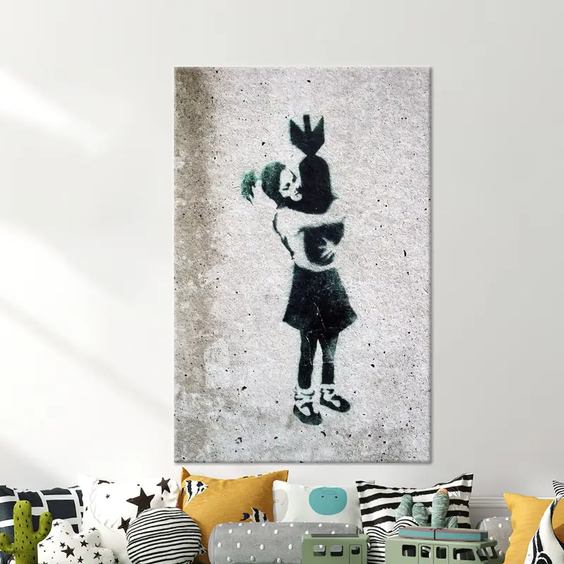 エレガントなバンクシー ボムハガー キャンバスプリント - 芸術的な壁装飾