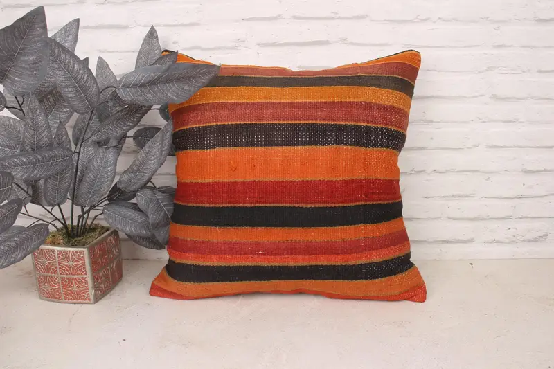 20x20 Red Pillow, Pillow for Couch, Vintage Kilim Throw Pillow, Kilim Cushion Sham, Cushion Cover, Handwoven Cushion Case - 1