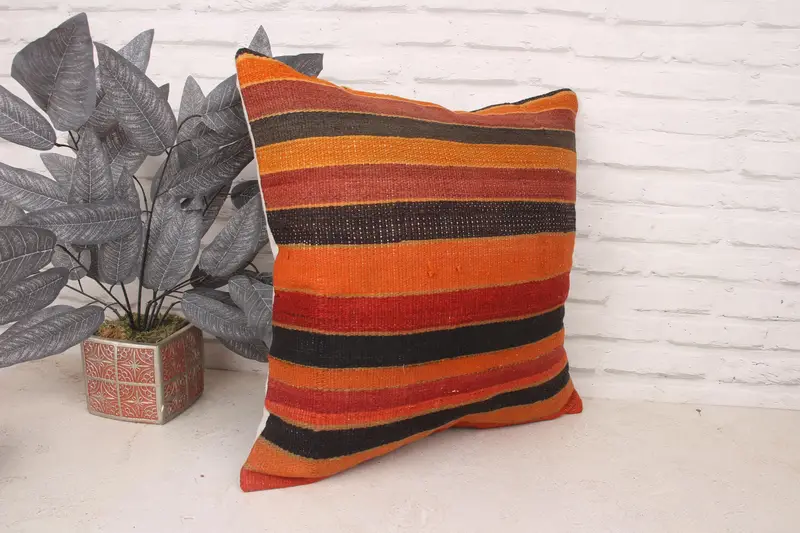 20x20 Red Pillow, Pillow for Couch, Vintage Kilim Throw Pillow, Kilim Cushion Sham, Cushion Cover, Handwoven Cushion Case - 3