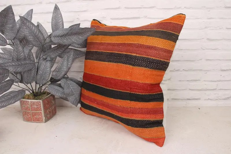 20x20 Red Pillow, Pillow for Couch, Vintage Kilim Throw Pillow, Kilim Cushion Sham, Cushion Cover, Handwoven Cushion Case - 4