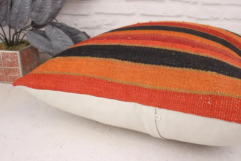 20x20 Red Pillow, Pillow for Couch, Vintage Kilim Throw Pillow, Kilim Cushion Sham, Cushion Cover, Handwoven Cushion Case - 6