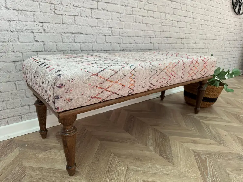 Juego de sofás modulares de mezcla de lana, otomanos, inspirados en Kilim, en color beige y marrón