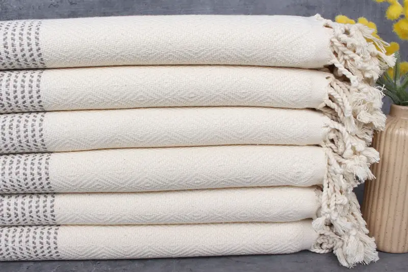 Turkish Bath Towel Organic Cotton Brown Peshtemal 40x71 Inches