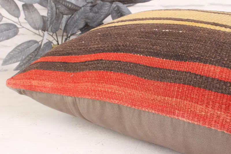 Kilim Cushion Sham, Cushion Cover, Cozy Throw Cushion Case, Ottoman Pillow Cover, 24x24 Red Cushion, Turkish Pillow, Handmade Kilim Cushion - 7