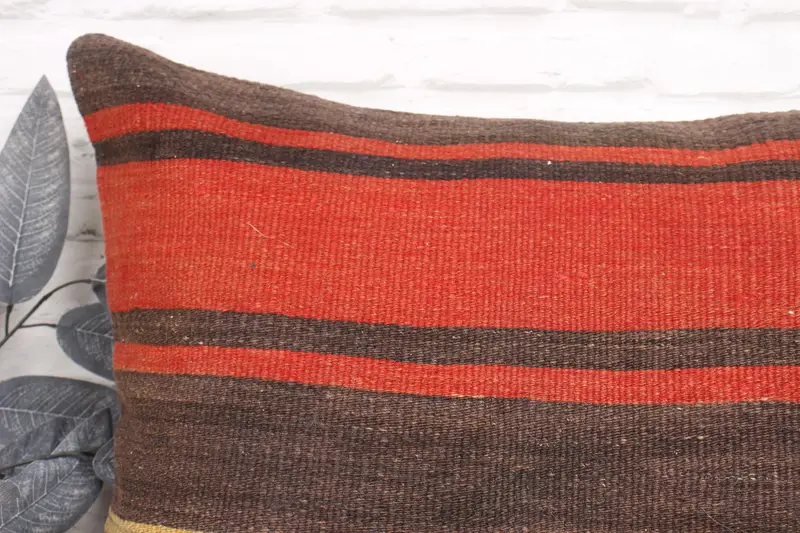 Kilim Cushion Sham, Cushion Cover, Cozy Throw Cushion Case, Ottoman Pillow Cover, 24x24 Red Cushion, Turkish Pillow, Handmade Kilim Cushion - 2