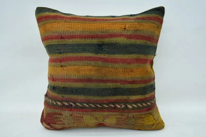 Küçük Kare Çizgili Vintage Yastık Kılıfı, Fas Kırmızı Düğün Hediyesi 14x14 inç Yastık Kılıfı - 1