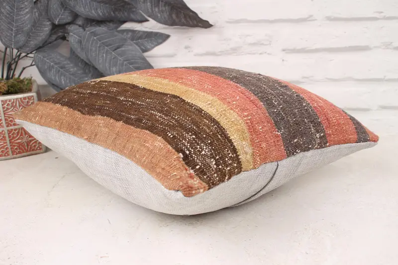 Handmade Kilim Cushion, Pillow, Turkish Kilim Pillow, 14x14 Red Cushion, Art Deco Pillow, Kilim Pillow Cover, Art Deco Cushion - 6