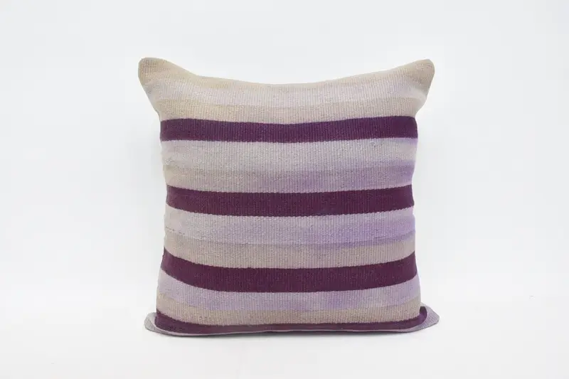 Square Turkish Striped Pillow, Beige Gift 24x24 inch Pillowcase - 1