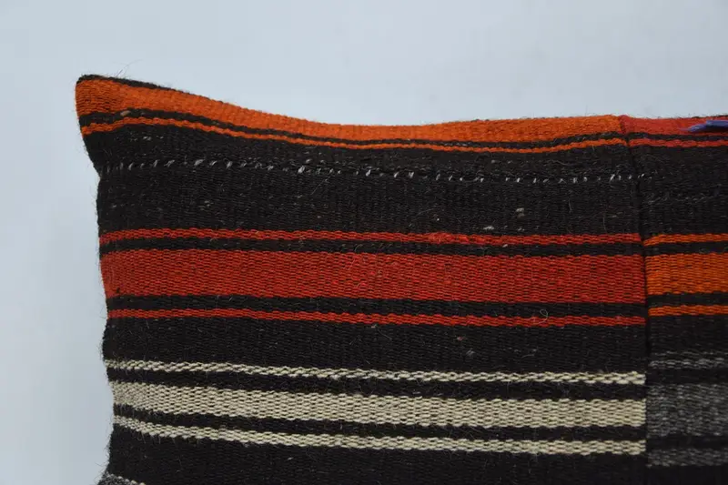 Cushion, Turkish Kilim Pillow, Kilim Pillow, Boho Pillow, Turkish Bench Cushion, Neutral Throw Cushion, 12x20 Brown Pillow Cover - 2