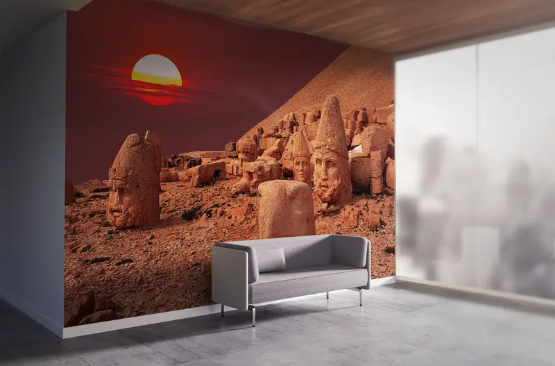 Wall Paper Peel and Stick, Mount Nemrut Mural, , Custom Wall Paper, 3d Wall Paper, UNESCO World Heritage Wall Poster, - 6