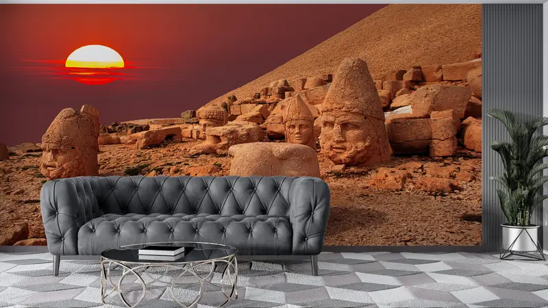 Wall Paper Peel and Stick, Mount Nemrut Mural, , Custom Wall Paper, 3d Wall Paper, UNESCO World Heritage Wall Poster, - 2