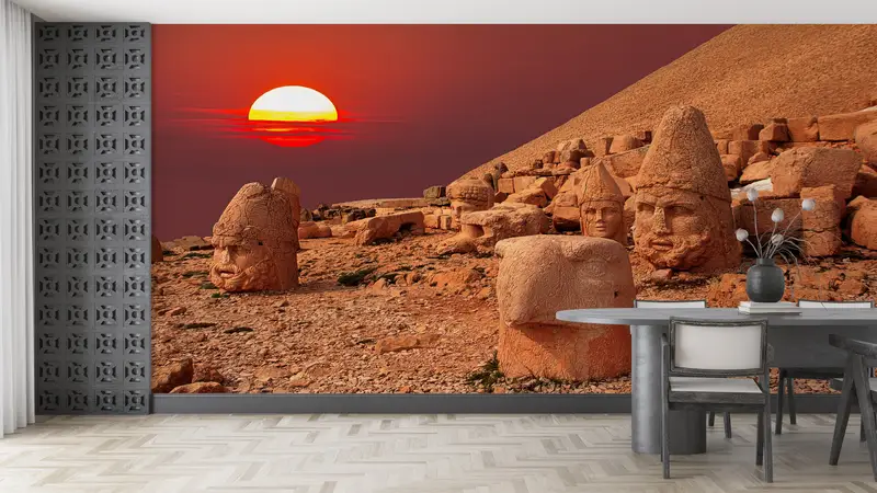 Wall Paper Peel and Stick, Mount Nemrut Mural, , Custom Wall Paper, 3d Wall Paper, UNESCO World Heritage Wall Poster, - 4