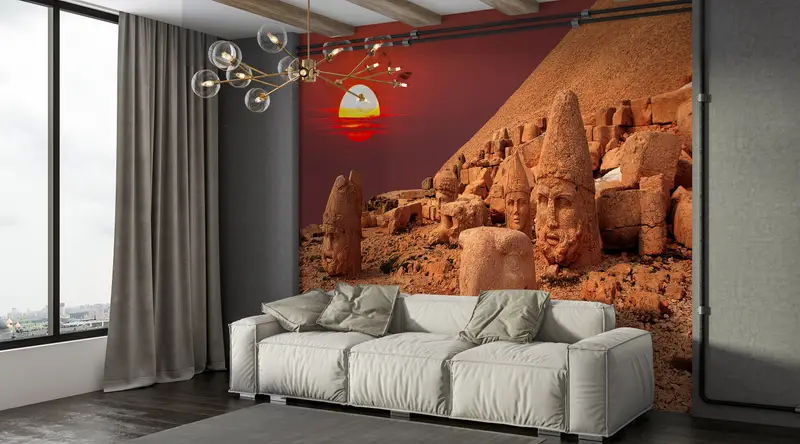 Wall Paper Peel and Stick, Mount Nemrut Mural, , Custom Wall Paper, 3d Wall Paper, UNESCO World Heritage Wall Poster, - 7