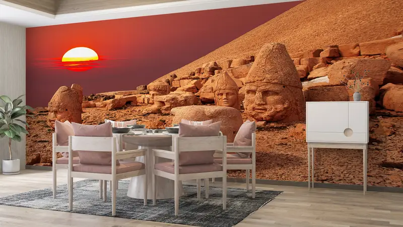 Wall Paper Peel and Stick, Mount Nemrut Mural, , Custom Wall Paper, 3d Wall Paper, UNESCO World Heritage Wall Poster, - 3