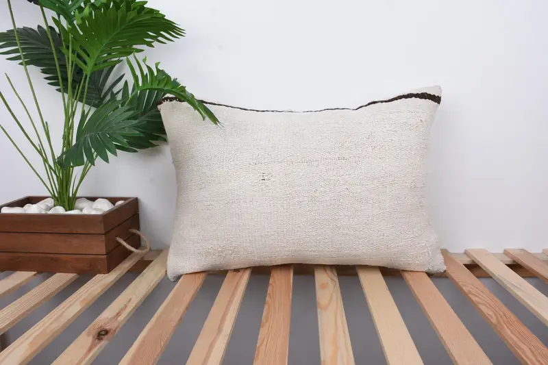 Vintage Kilim Throw Pillow, Rustic Cushion, Pillow for Couch, Kilim Pillow, Decorative Cushion Case, 16x24 White Pillow Cover, Pillow - 1