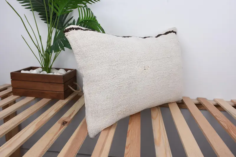 Vintage Kilim Throw Pillow, Rustic Cushion, Pillow for Couch, Kilim Pillow, Decorative Cushion Case, 16x24 White Pillow Cover, Pillow - 4