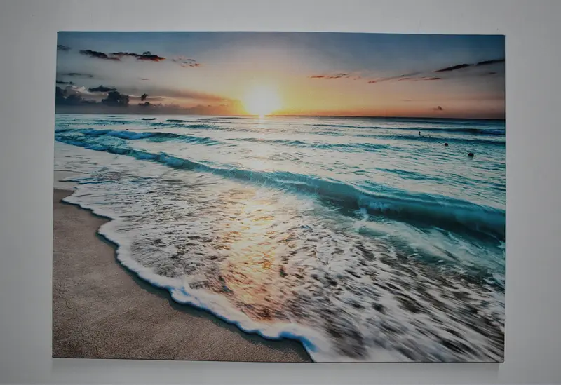 Sunset at the Ocean, Beach Scenery Wall Art, Beach View, Sea Landscape Wall Decor, Coastal Wall Art, Blue Wall Art, Huge Canvas, - 1
