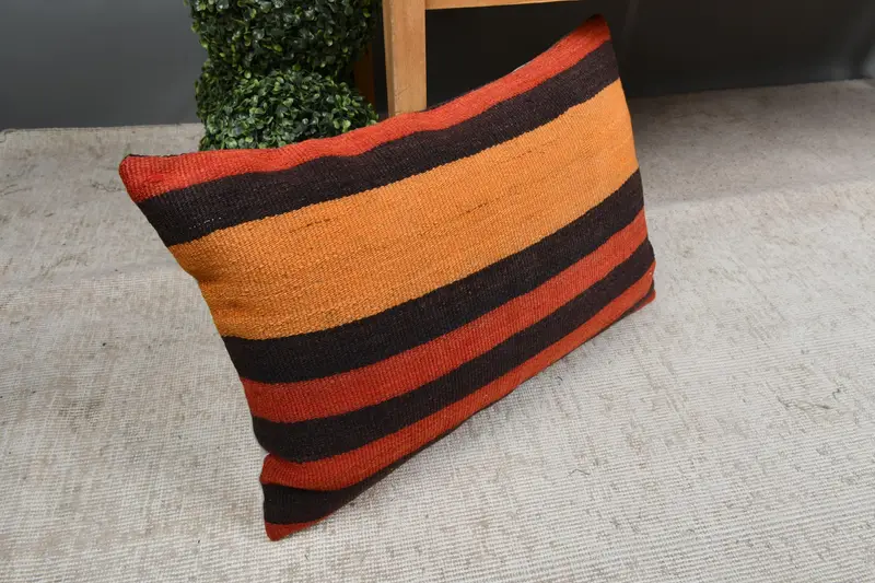Vintage Pillow, 16x24 Red Cushion, Pillow, Boho Throw Cushion, Nautical Throw Pillow Cover, Nomadic Cushion Case, Kilim Pillow, Kilim Pillow Cover - 7